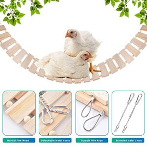 KATUMO Chicken Swing Chicken Perch Chicken Ladder for Coop Natural Wood Chicken Toy Chicken Coop Accessory Bird Swing for Chickens, Birds, Parrots, Total Length 112cm/44.09''