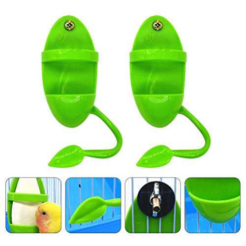 POPETPOP Bird Feeding Cup, Cuttlebone Holder Bird Cage Bowl Stand Food Holder for Budgies Parakeet Cockatiel Conure Lovebird 2Pcs