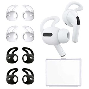 ear covers and hooks accessories compatible with apple airpods pro, 4 pairs professional anti-slip silicone earbuds tips hook compatible with apple airpods pro (2 white+2 black)
