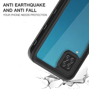 Samsung Galaxy A12 Waterproof Case with Built-in Screen Protector Dustproof Shockproof Drop Proof Heavy Duty Phone Case, Rugged Full Body Underwater Protective Cover for Samsung Galaxy A12 (Black)