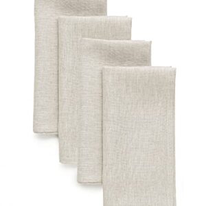 Solino Home Linen Napkins Set of 4 – Light Natural 20 x 20 Inch – 100% Pure Linen Summer Dinner Napkins – Machine Washable and Handcrafted from European Flax – Athena