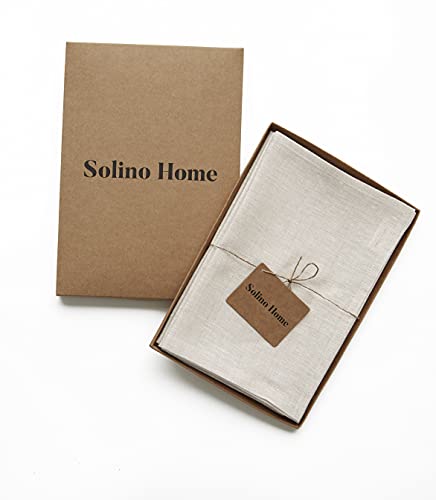 Solino Home Linen Napkins Set of 4 – Light Natural 20 x 20 Inch – 100% Pure Linen Summer Dinner Napkins – Machine Washable and Handcrafted from European Flax – Athena