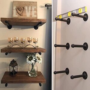 Pipe Shelf Brackets 12 Inch, Industrial Iron Pipe Floating Shelf Bracket Heavy Duty Metal Shelving Brackets for Shelves- 6 Pack Black (12 inch-6 Pack)