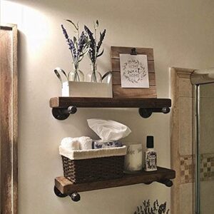 Pipe Shelf Brackets 12 Inch, Industrial Iron Pipe Floating Shelf Bracket Heavy Duty Metal Shelving Brackets for Shelves- 6 Pack Black (12 inch-6 Pack)