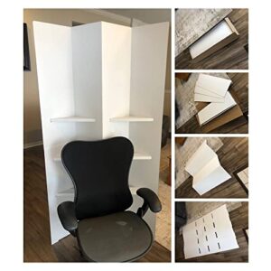 Room Divider 4 Panel with Shelves -by NVP Products- Easy to Assemble Corrugated Cardboard Dorm Room Divider, Privacy Wall with Shelves That can Become Your Zoom Background, White Brown (CRD-WS)