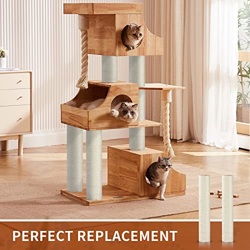 Cat Scratching Post Replacement Parts for Cat Tree, Sisal Rope Scratcher Post Refill, Cat Scratch Posts Refills Pole for Indoor Large Cats with Screws(2 Pieces 15.7" Tall)