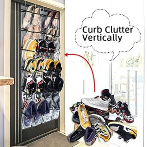 CiLai Over The Door Shoe Organizer 24 Large Crystal PVC Pockets Hanging Shoe Hanger Holder for Closet（Grey）