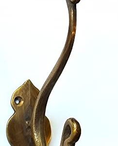 hardwarefinds Large Solid Brass Vintage Antique Style Ornate Double Coat Hat Towel Hook 6 C11