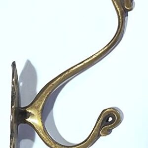 hardwarefinds Large Solid Brass Vintage Antique Style Ornate Double Coat Hat Towel Hook 6 C11