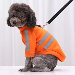 pet dog clothes cute warm coats dog reflective sweater guard back traction outfit spring winter warm high visibility safety jacket for small dog puppy cat keep your dog be seen and safe (orange, s)