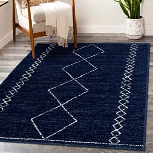 luxe weavers daphnes navy 5x7 boho moroccan geometric area rug