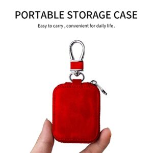 CHANROY Compatible with AirPods Pro & 2 & 1 Portable Premium PU Leather Protective Vintage Style Case Snap Metal Closure Clip Anti-Scratch Carrying Pouch with Keychain for AirPods Pro & 2 & 1(Red)