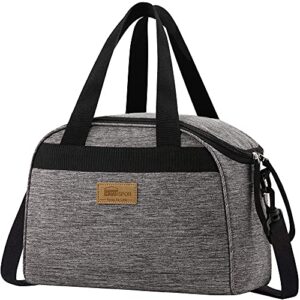 homespon insulated lunch bag wide open design reusable cooler tote box with adjustable shoulder strap for woman man（gray）