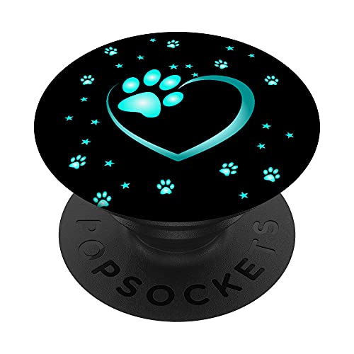 Heart with paw of a dog or cat for animal lover PopSockets Swappable PopGrip