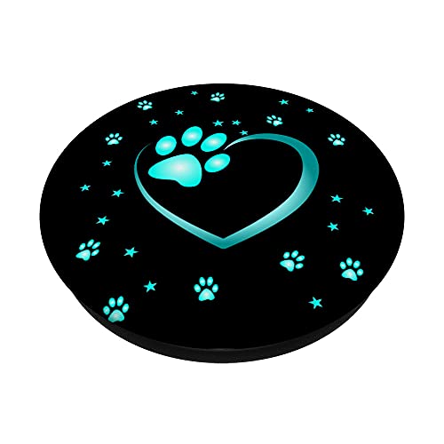 Heart with paw of a dog or cat for animal lover PopSockets Swappable PopGrip