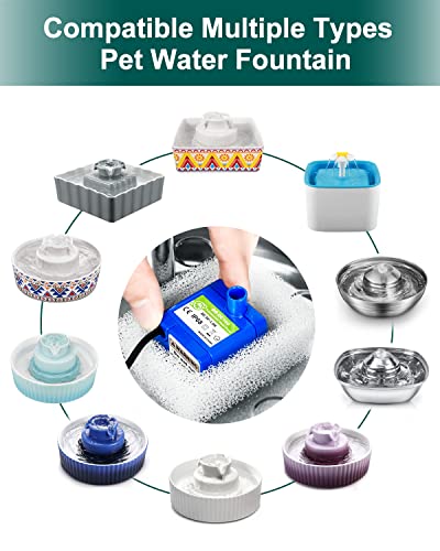 Cat Water Fountain Pump,Pet Fountain Pump Replacement Pump DR-DC160 Motor for 360°Stainless Steel Cat Fountain and Cupcake Ceramic Cat Drinking Fountain(No LED Light)