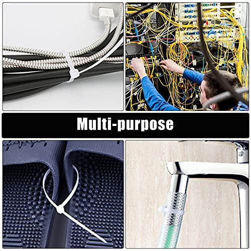 Cable Zip Ties,600 Piece Self-Locking Nylon CableTies,Assorted Sizes 4+6+8+10+12-Inch,Multi-Purpose Wire Management Ties, Plastic Zip Wire Tie Perfect for Home,Garden,Office,Travel and Workshop.White