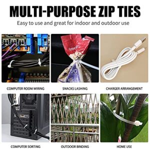 Cable Zip Ties,600 Piece Self-Locking Nylon CableTies,Assorted Sizes 4+6+8+10+12-Inch,Multi-Purpose Wire Management Ties, Plastic Zip Wire Tie Perfect for Home,Garden,Office,Travel and Workshop.White
