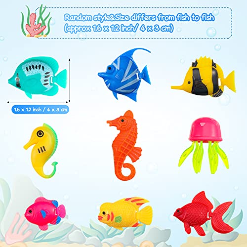 20 Pieces Artificial Moving Fishes Plastic Floating Fishes Lifelike Fish Ornament Aquarium Decorations for Fish Tank (Jellyfish and Seahorses)