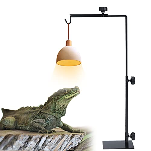 Patioer Reptile Lamp Stand Pet Lamp Bracket Adjustable Metal Floor Light Lamp Holder Lamp Support for Reptile Succulent Plants Glass Terrarium Heating Light, Small Size