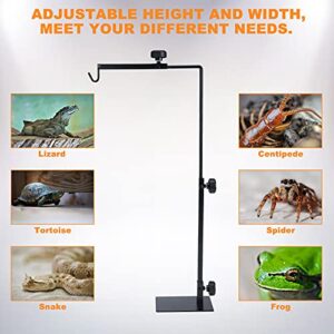 Patioer Reptile Lamp Stand Pet Lamp Bracket Adjustable Metal Floor Light Lamp Holder Lamp Support for Reptile Succulent Plants Glass Terrarium Heating Light, Small Size