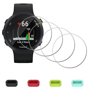 idapro [4 pack] screen protector for garmin forerunner 45 42mm/ 45s 39mm smartwatch + silicone anti-dust plugs tempered glass anti-scratch bubble-free