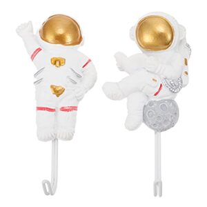 vosarea 2pcs astronaut wall hook punch free heavy duty wall- mounted sticky hooks adhesive robe towel keys hanger bags coat rack for home kitchen bathroom style 1