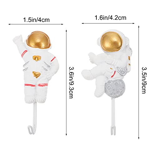 VOSAREA 2Pcs Astronaut Wall Hook Punch Free Heavy Duty Wall- Mounted Sticky Hooks Adhesive Robe Towel Keys Hanger Bags Coat Rack for Home Kitchen Bathroom Style 1