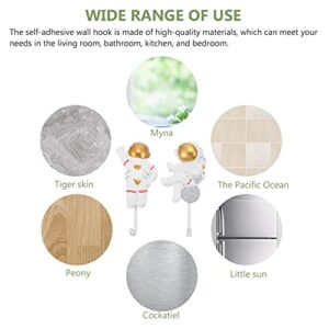 VOSAREA 2Pcs Astronaut Wall Hook Punch Free Heavy Duty Wall- Mounted Sticky Hooks Adhesive Robe Towel Keys Hanger Bags Coat Rack for Home Kitchen Bathroom Style 1