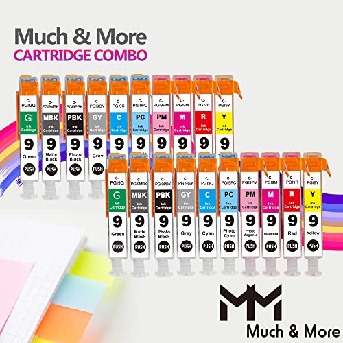 MM MUCH & MORE Compatible Ink Cartridge Replacement for Canon PGI9 PGI-9 PGI 9 to Used with Pixma Pro 9500 Pro 9500-Mark II Printers (20-Pack, 2-Set, 2 x Each PBK, MBK, C, M, Y, PC, PM, R, GY, G)