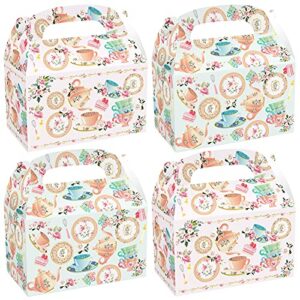 cieovo 24 pack tea party goodie gift boxes, tea party paper gift boxes bags for floral tea theme baby shower bridal shower engagement bachelorette party supplies decorations