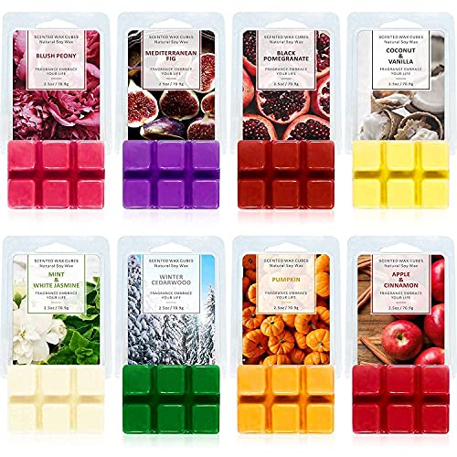 Scented Wax Melts, Wax Cubes, Scented Soy Wax Melts for Wax Warmer, 12 x 2.5 oz, 12 Home Fragrance Scents