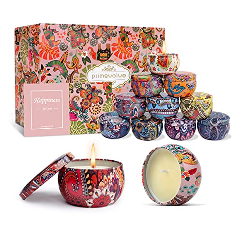 Mother's Day Gifts for Women Candles Set of 12, Primevolve Home Scented Aromatherapy Candles with Fragrances, Gift Boxed for Present Candlelight Dinner Spa Bath