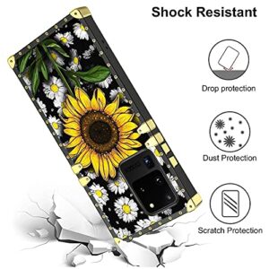 KANGHAR Designed for Samsung Galaxy S20 Ultra Case Sunflower with Screen Protector Lanyard Strap Ring Holder Kickstand for Women Girls Flower Floral Daisy Square Finger Grip Stand 6.9"