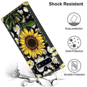 KANGHAR Designed for Samsung Galaxy S10 Plus Case for Women Girls Sunflower with Screen Protector Lanyard Strap Ring Holder Kickstand Flower Floral Daisy Square Grip Stand Phone Bumper 6.4"