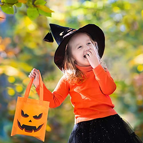 MISS FANTASY Halloween Non-Woven Bags Trick or Treat Tote Gift Bags Bulk 11.8'' x 8.6'' Party Goodie Bag with Handles for Halloween 16 Pack