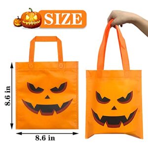 MISS FANTASY Halloween Non-Woven Bags Trick or Treat Tote Gift Bags Bulk 11.8'' x 8.6'' Party Goodie Bag with Handles for Halloween 16 Pack