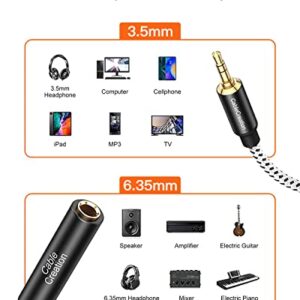 CableCreation 3.5mm to 6.35mm Headphone Adapter 1FT, TRS 6.35 (1/4 inch) Female to 3.5 (1/8 inch) Male Adapter Cable for Amplifier, Guitar, Headphone, Home Theater Devices, Laptop, Phone