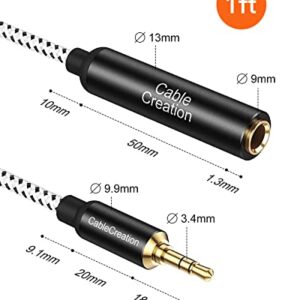 CableCreation 3.5mm to 6.35mm Headphone Adapter 1FT, TRS 6.35 (1/4 inch) Female to 3.5 (1/8 inch) Male Adapter Cable for Amplifier, Guitar, Headphone, Home Theater Devices, Laptop, Phone