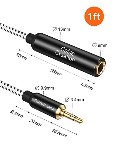 CableCreation 3.5mm to 6.35mm Headphone Adapter 1FT, TRS 6.35 (1/4 inch) Female to 3.5 (1/8 inch) Male Adapter Cable for Amplifier, Guitar, Headphone, Home Theater Devices, Laptop, Phone