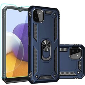 sktgslamy galaxy a22 5g case,samsung a22 5g case,with screen protector,[military grade] 16ft. drop tested cover with magnetic kickstand car mount protective case for samsung galaxy a22 5g, blue