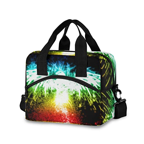 Fireworks Phoenix Lunch Bag Insulated Lunch Box for Women Men Tote Bag with Detachable Shoulder Strap for Office School Picnic Hiking