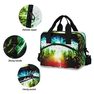 Fireworks Phoenix Lunch Bag Insulated Lunch Box for Women Men Tote Bag with Detachable Shoulder Strap for Office School Picnic Hiking