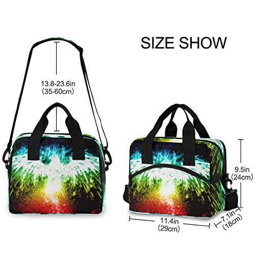 Fireworks Phoenix Lunch Bag Insulated Lunch Box for Women Men Tote Bag with Detachable Shoulder Strap for Office School Picnic Hiking