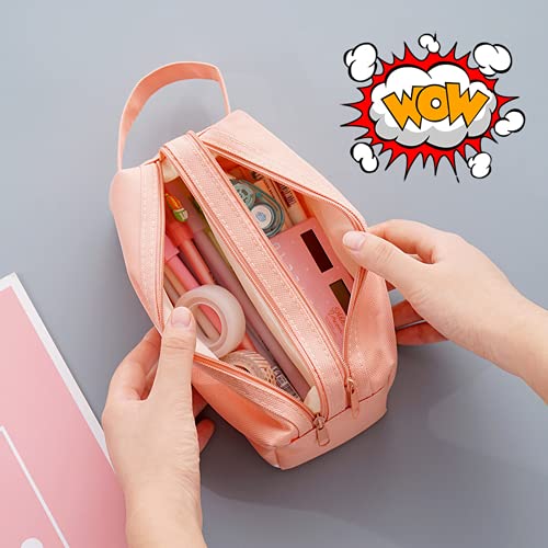 KDWDWLL Pencil Case Big Capacity Pencil Pouch 2 Compartments Pen Case Desk Organizer Marker Simple Stationery Bag Pencil Holder for Teen Girls Boys Kids (Gray)