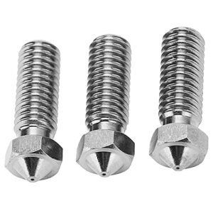 shanrya hardened steel nozzle, 3pcs m6 3d printing volcano nozzle, wear resistant nozzles for 3d printing high temperature carbon fiber filament 1.75mm(0.4mm)