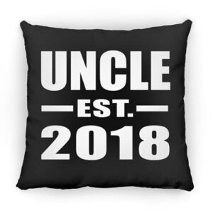 designsify uncle established est. 2018, 12 inch throw pillow black decor zipper cover with insert, gifts for birthday anniversary christmas xmas fathers mothers day