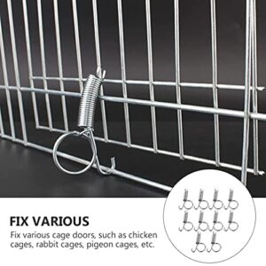 Hemobllo 10PCS Metal Finger Spring Latch Hook for Fixing Pet Cage Door for Wire Rabbit Cages Doors Bunnies Rodents Hamsters Squirrels Birds