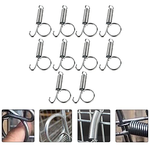 Hemobllo 10PCS Metal Finger Spring Latch Hook for Fixing Pet Cage Door for Wire Rabbit Cages Doors Bunnies Rodents Hamsters Squirrels Birds