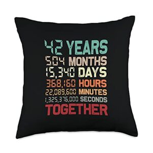 42nd wedding anniversary gifts apparel co. 42 years together couple matching 42nd wedding anniversary throw pillow, 18x18, multicolor